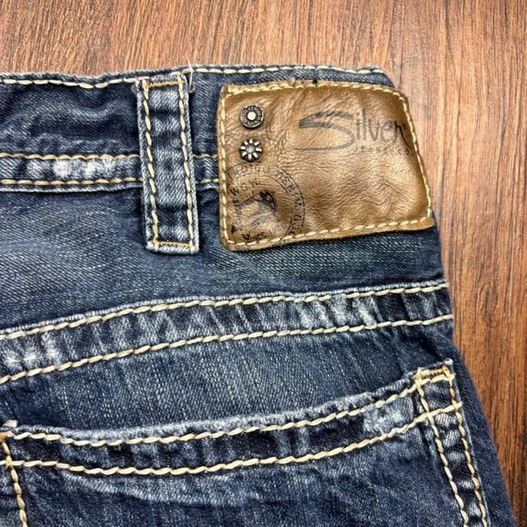 Silver Gordie Straight Leg Jeans Medium Wash Distressed Men’s Size 32 X 30 - Picture 7 of 12